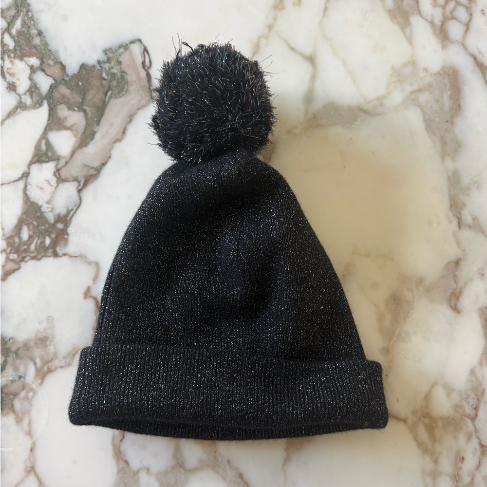 White + Warren cashmere shine Pom Pom cuffed beanie OS